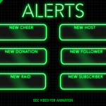 Twitch Overlay Package With Neon Lights in Green Colors
