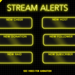 Twitch Overlay Package With Neon Lights in Yellow Colors