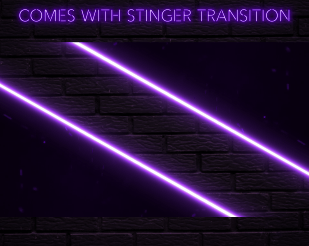 Twitch Overlay Package With Neon Lights in Purple Colors
