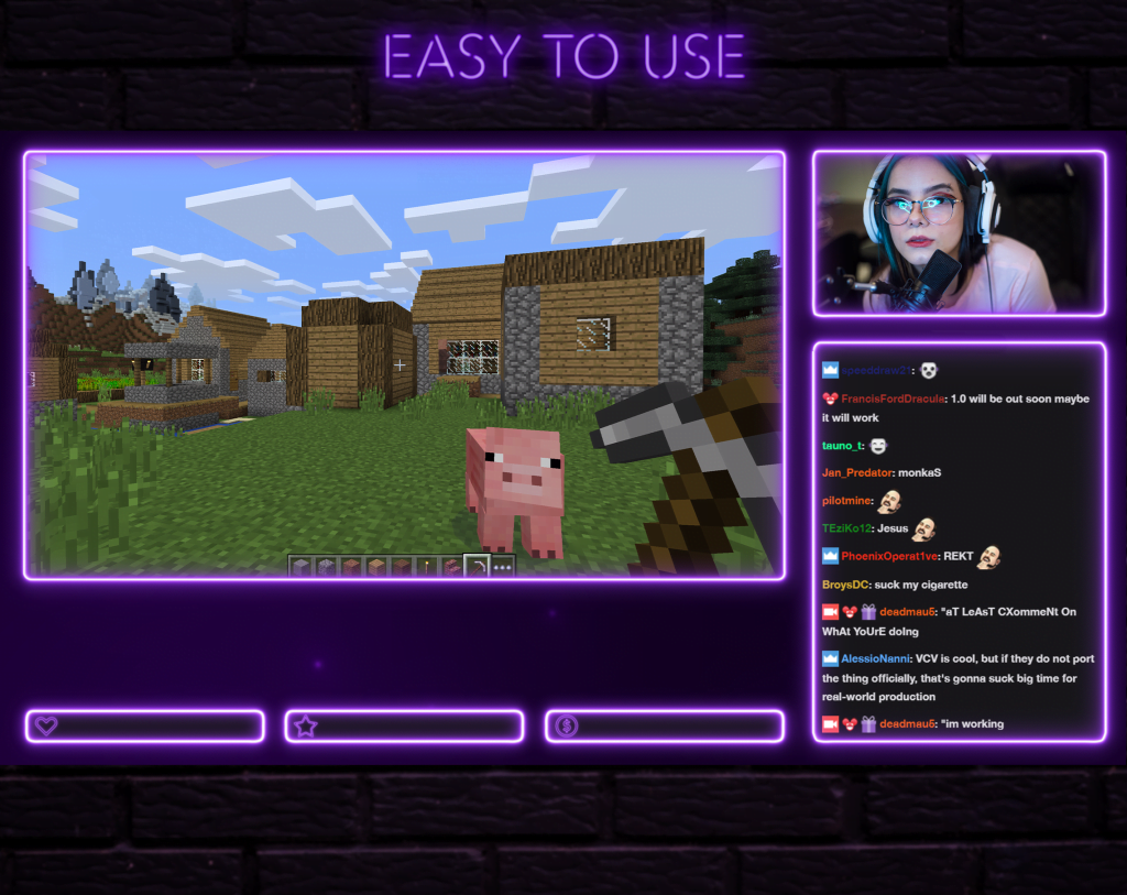 Twitch Overlay Package With Neon Lights in Purple Colors