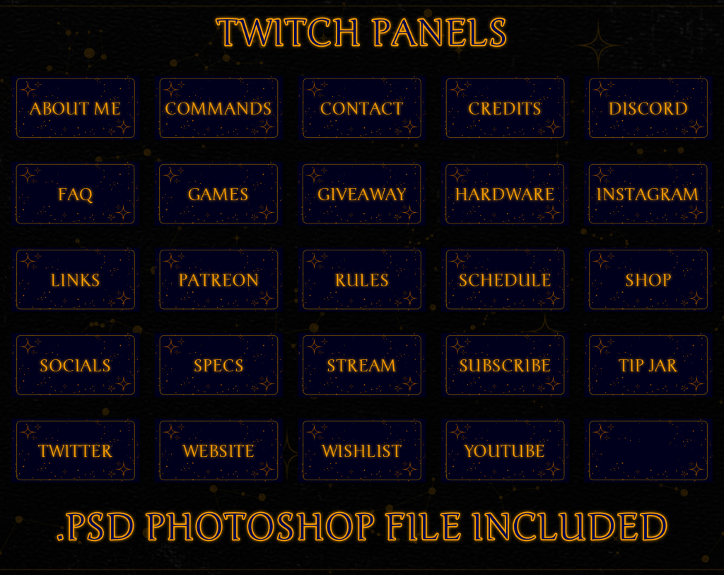 Twitch Overlay Package in Celestial Purple Sky style