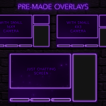 Twitch Overlay Package With Neon Lights in Purple Colors