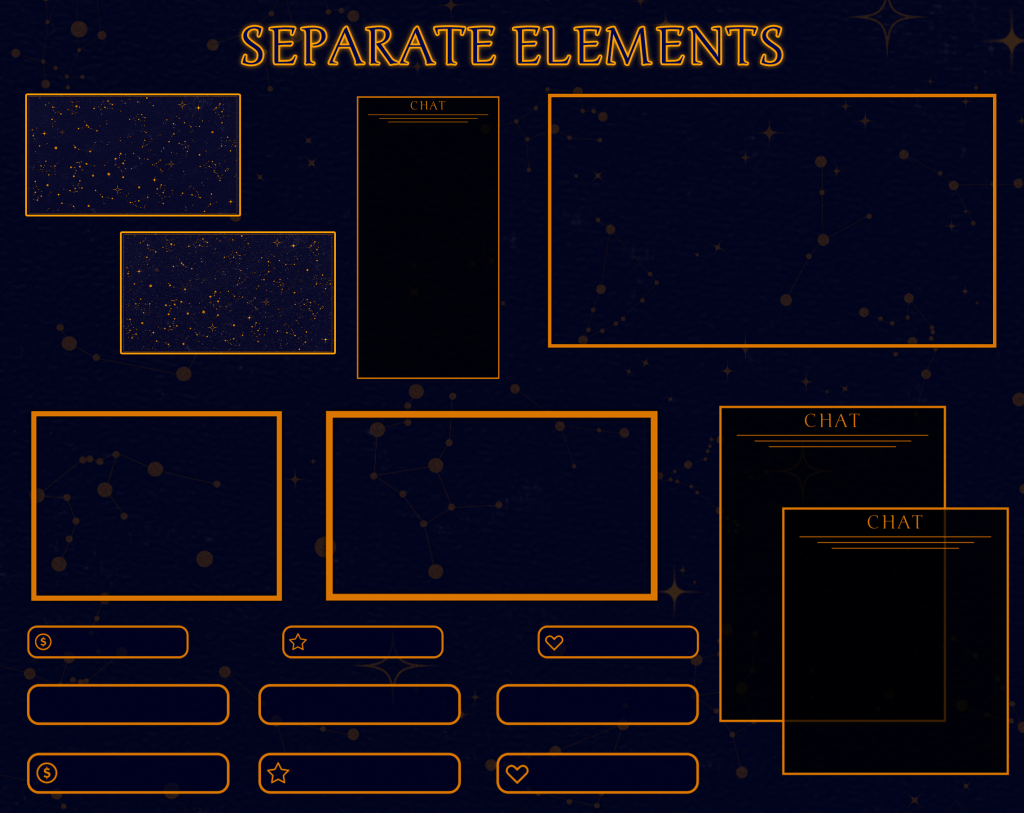Twitch Overlay Package in Celestial Purple Sky style