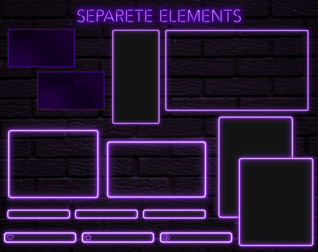 Twitch Overlay Package With Neon Lights in Purple Colors