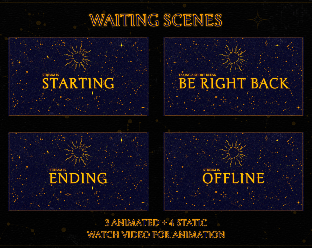 Twitch Overlay Package in Celestial Purple Sky style