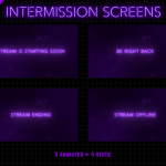 Twitch Overlay Package With Neon Lights in Purple Colors