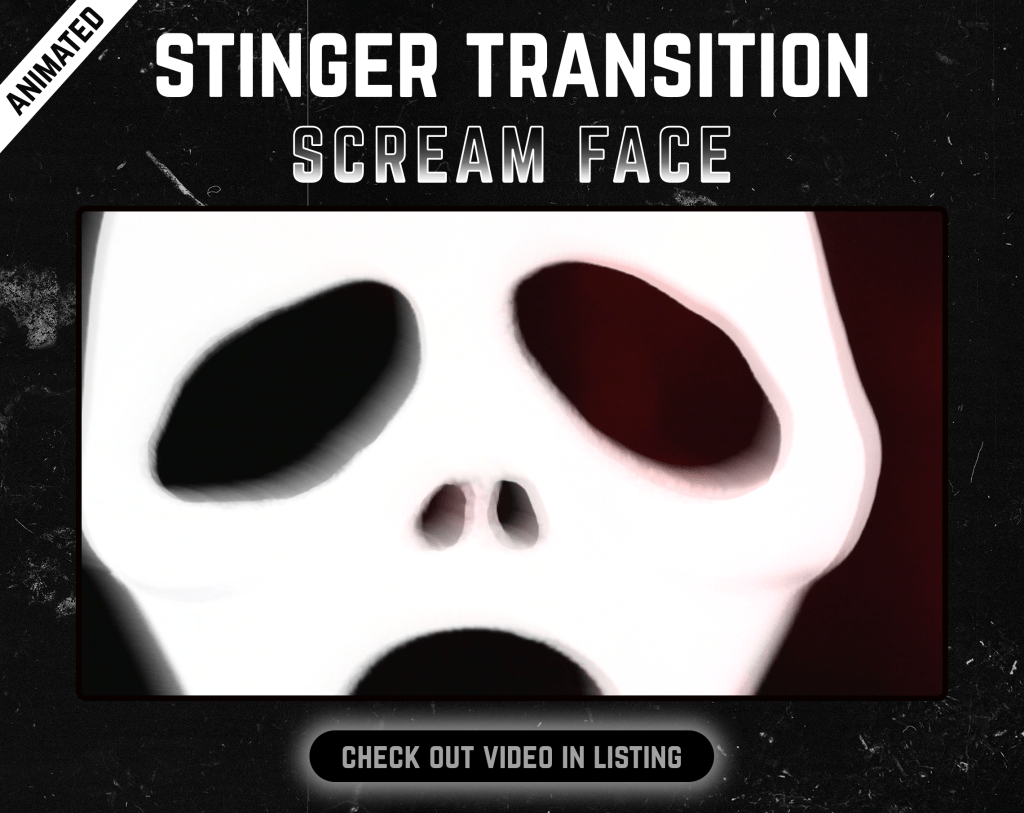 Stinger Transition with scream face for streaming horror games