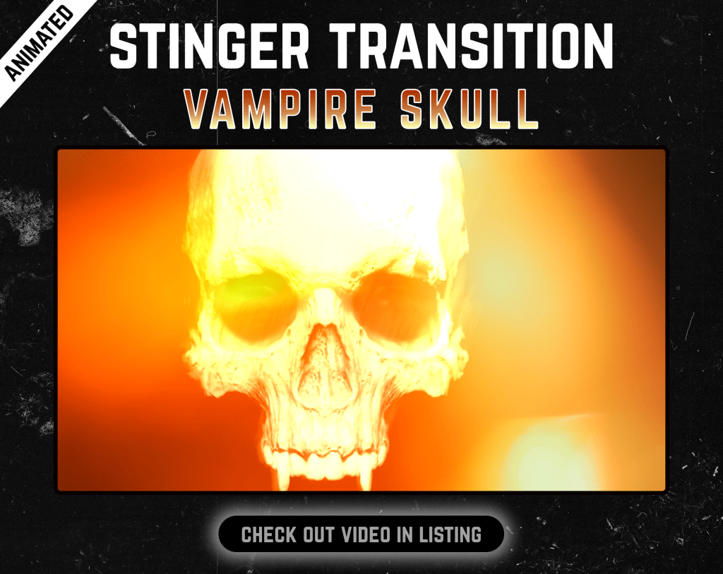 Stinger Transition with Skull for streaming horror games