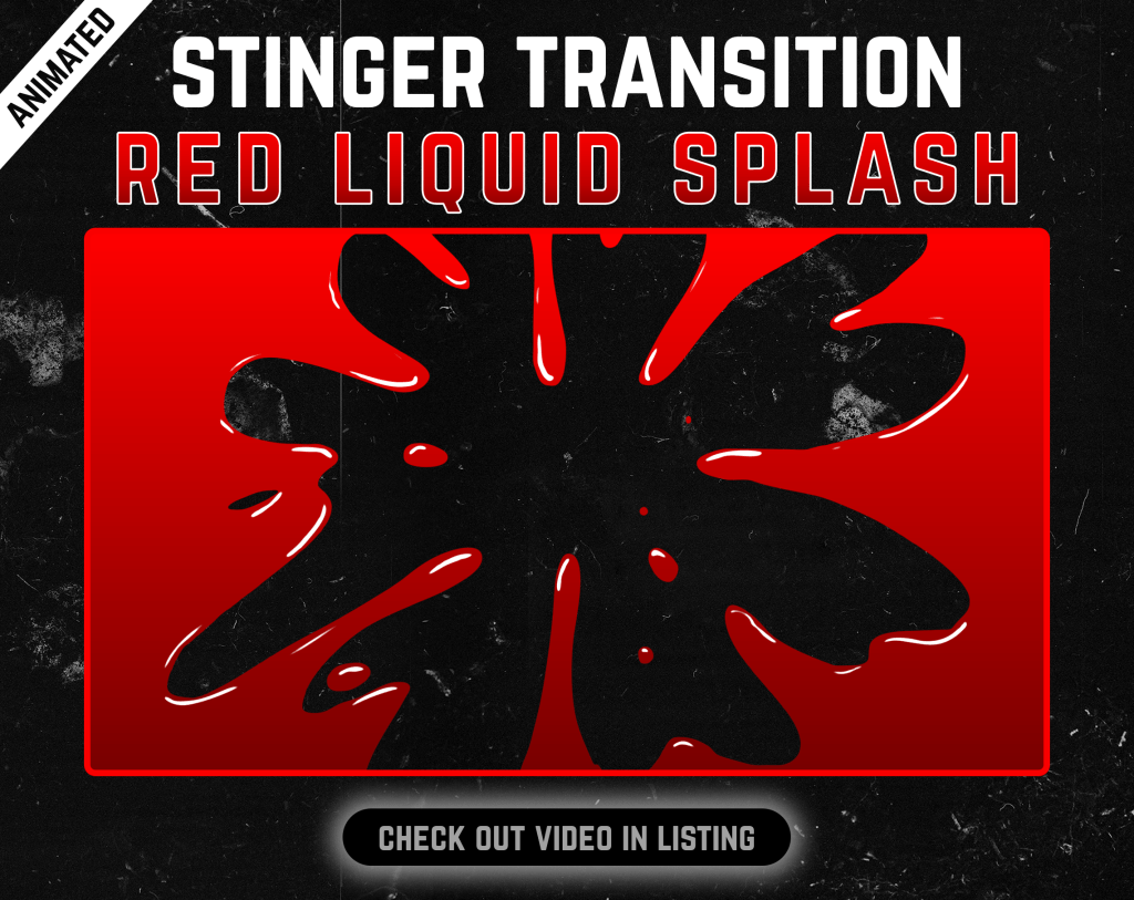 Red Liquid Splash Stinger Transition for streaming