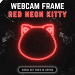 Red Neon Kitty webcam frame overlay for streaming on twitch