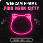 Pink Neon Kitty webcam frame overlay for streaming on twitch