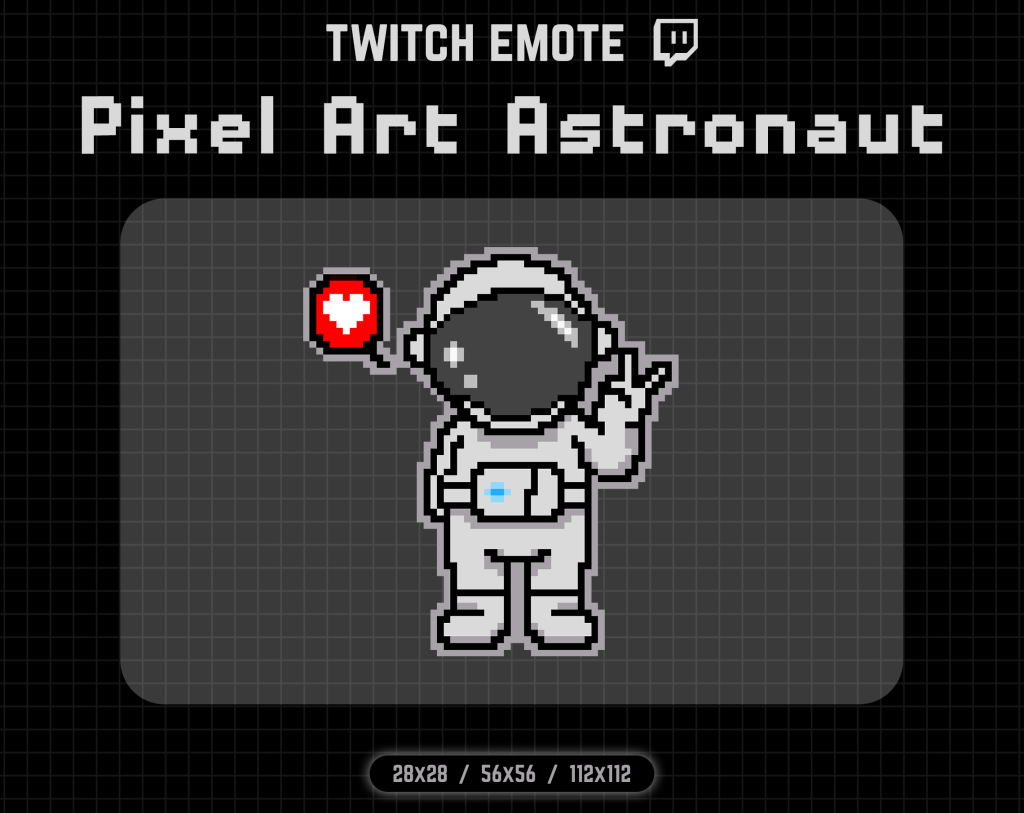 Pixel Art Astronaut Twitch Emote - Peace & Love