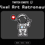 Pixel Art Astronaut Twitch Emote - Peace & Love