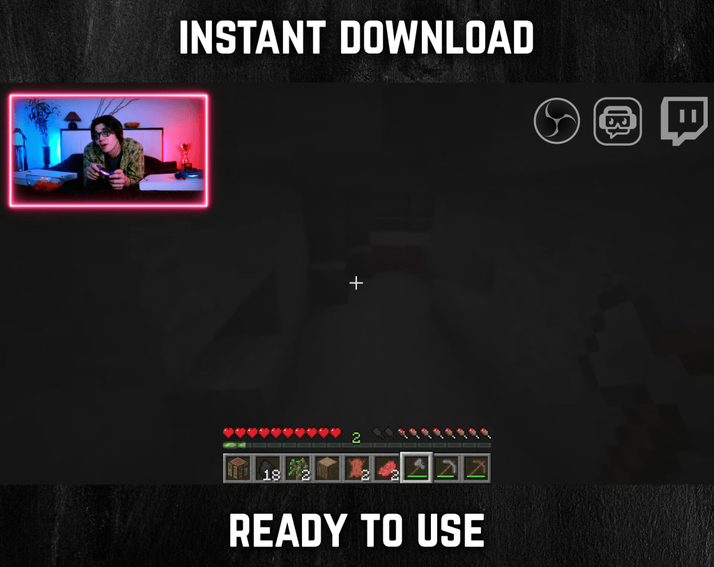 Pink Neon webcam frame overlay for streaming on twitch