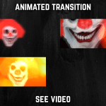 Stinger Transition with clown face for streaming horror games