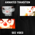 Stinger Transition with evil clown for streaming horror games