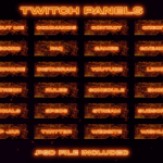 Twitch Panels with fire flames