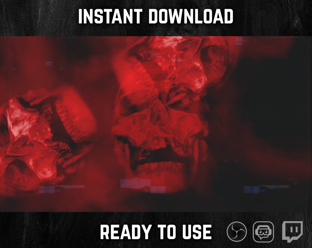 Stinger Transition with skull glitch for streaming horror games