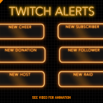Twitch Stream Alerts with gold neon color
