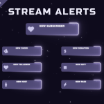 Twitch Stream Alerts in purple Lofi Style