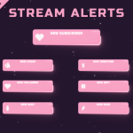 Twitch Stream Alerts in pink Lofi Style