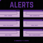 Purple Twitch Stream Alerts in retro computer style