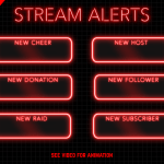 Twitch Stream Alerts with red neon color
