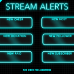 Twitch Stream Alerts with cyan neon color