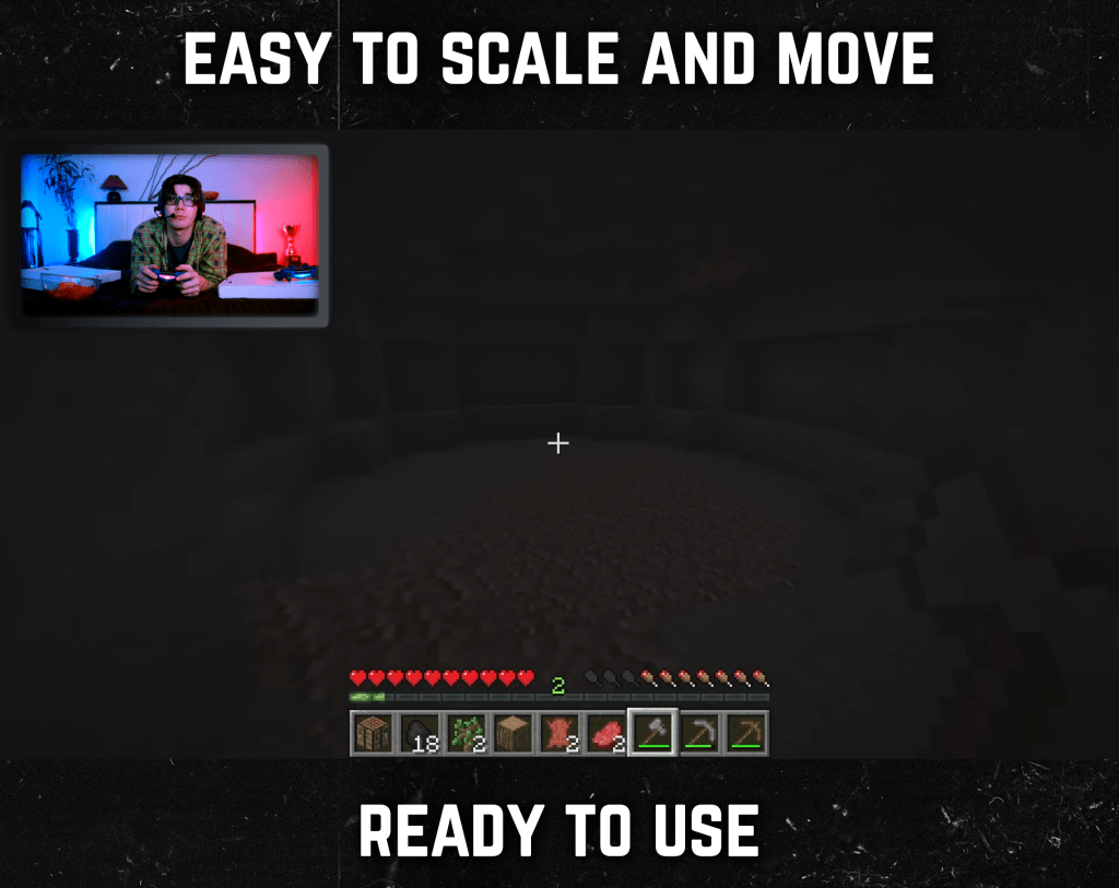 Black webcam frame overlay for streaming on twitch