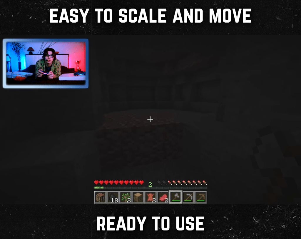 Blue webcam frame overlay for streaming on twitch