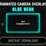 Blue Neon webcam frame overlay for streaming on twitch