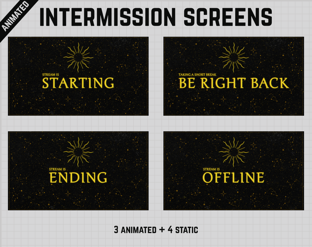 Animated stream intermission screens with celestial stars