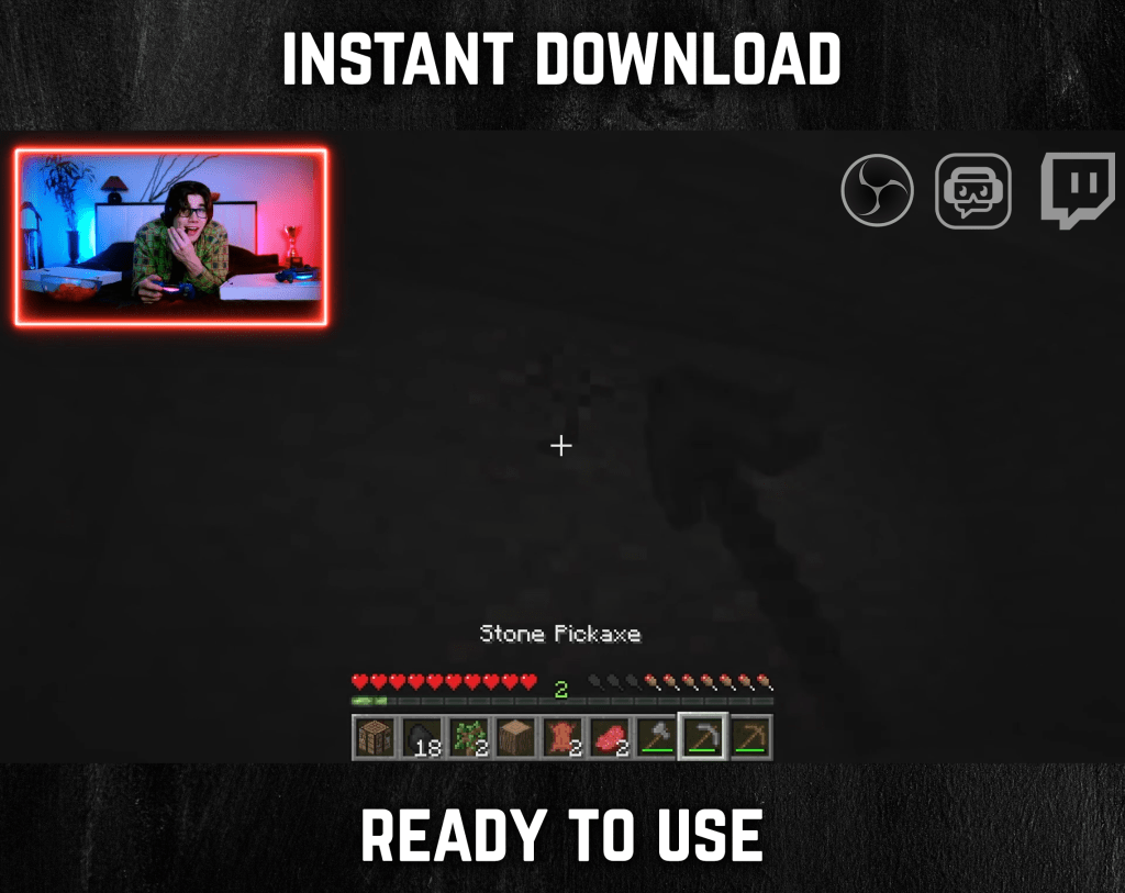 Red Neon webcam frame overlay for streaming on twitch