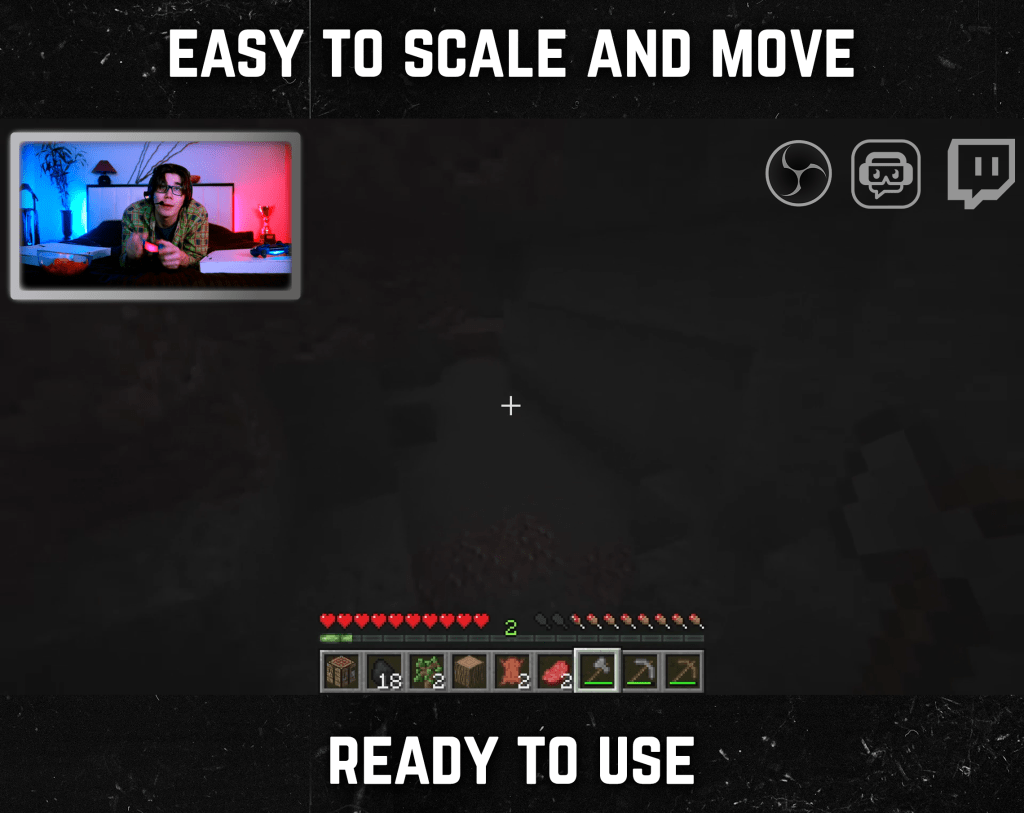 Gray webcam frame overlay for streaming on twitch
