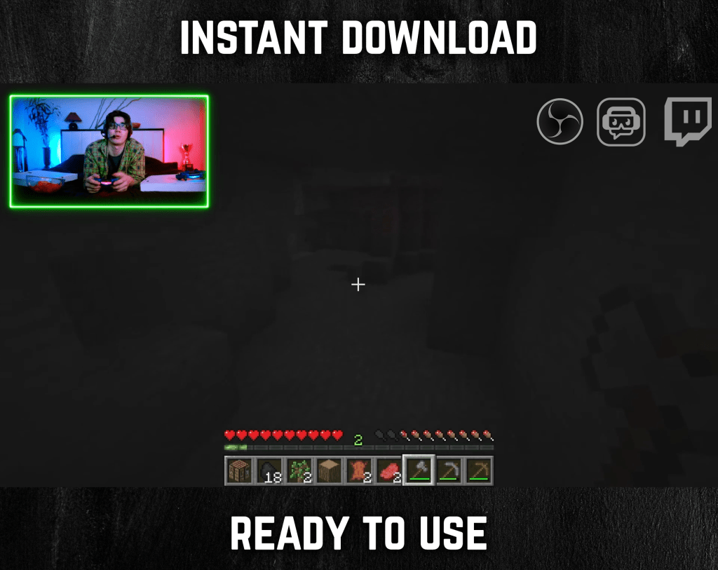 Green Neon webcam frame overlay for streaming on twitch