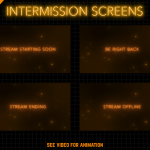 Animated stream intermission screens in gold neon style