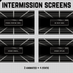 Animated stream intermission screens in dark retro computer style