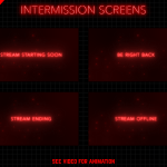 Animated stream intermission screens in red neon style