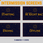 Animated stream intermission screens in celestial purple sky style