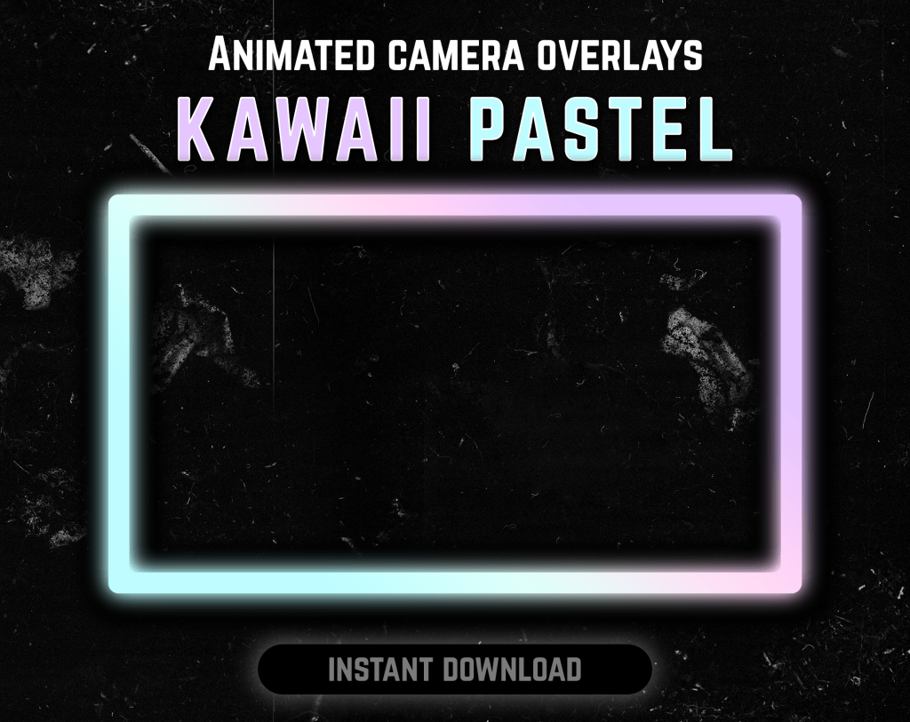 Kawaii pastel webcam frame overlay for streaming on twitch