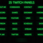 Twitch Panels in green neon color