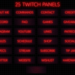 Twitch Panels in red neon color