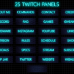 Twitch Panels in cyan neon color