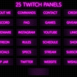 Twitch Panels in magenta neon color