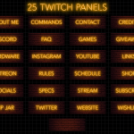 Twitch Panels in gold neon color