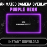 Purple Neon webcam frame overlay for streaming on twitch