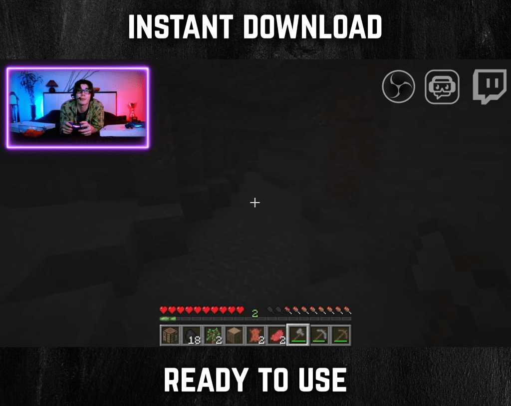 Purple Neon webcam frame overlay for streaming on twitch
