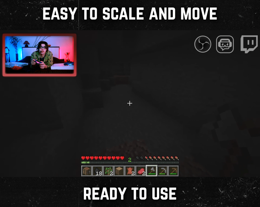Red webcam frame overlay for streaming on twitch