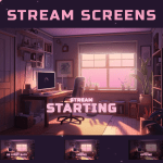 Animated stream intermission screens in pink lofi style