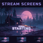 Animated stream intermission screens in purple lofi style